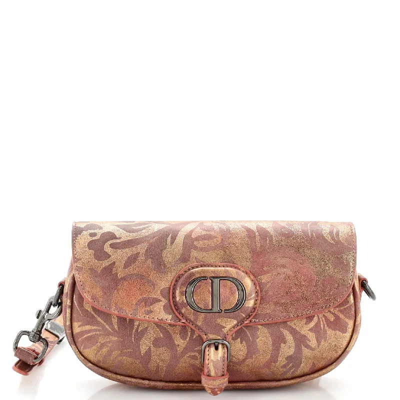 Bobby Flap Bag Floral Print Metallic Leather East West