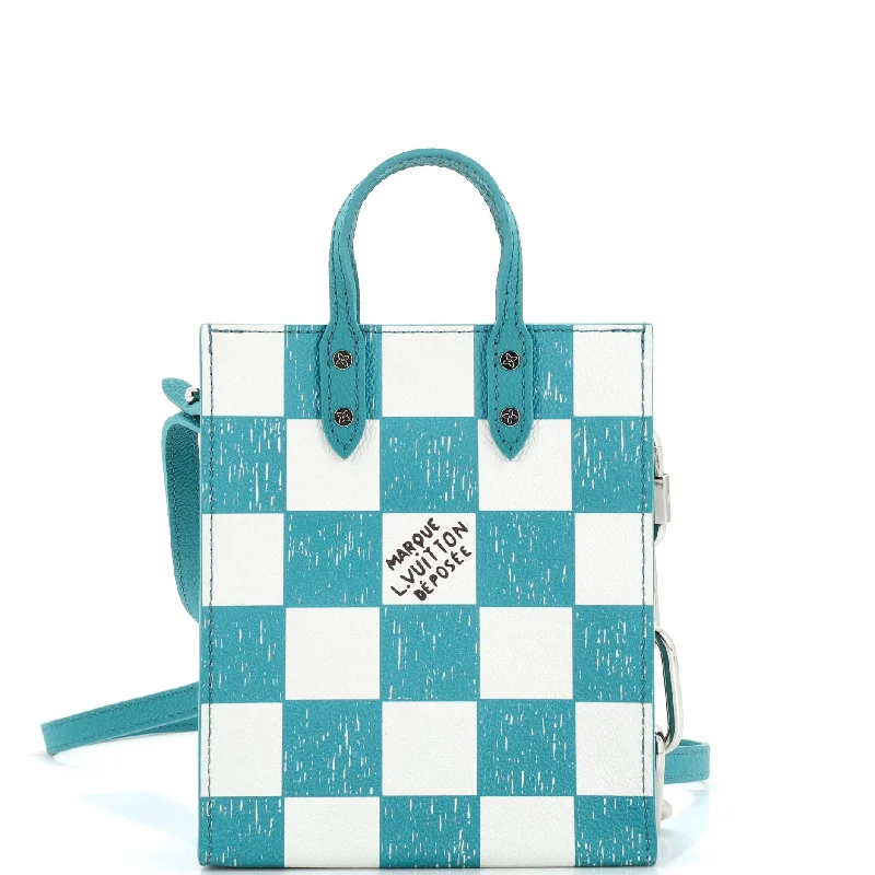 Sac Plat Bag Pencil Effect Damier Printed Leather XS