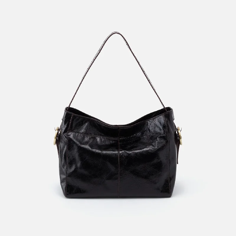 Render Shoulder Bag In Polished Leather - Black