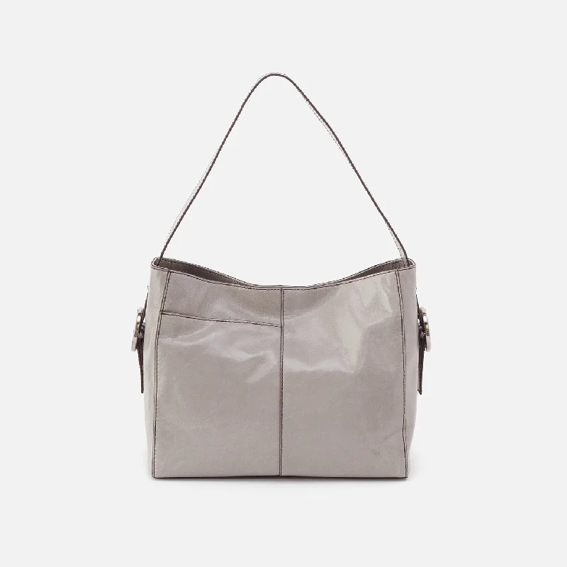 Render Shoulder Bag In Polished Leather - Light Grey