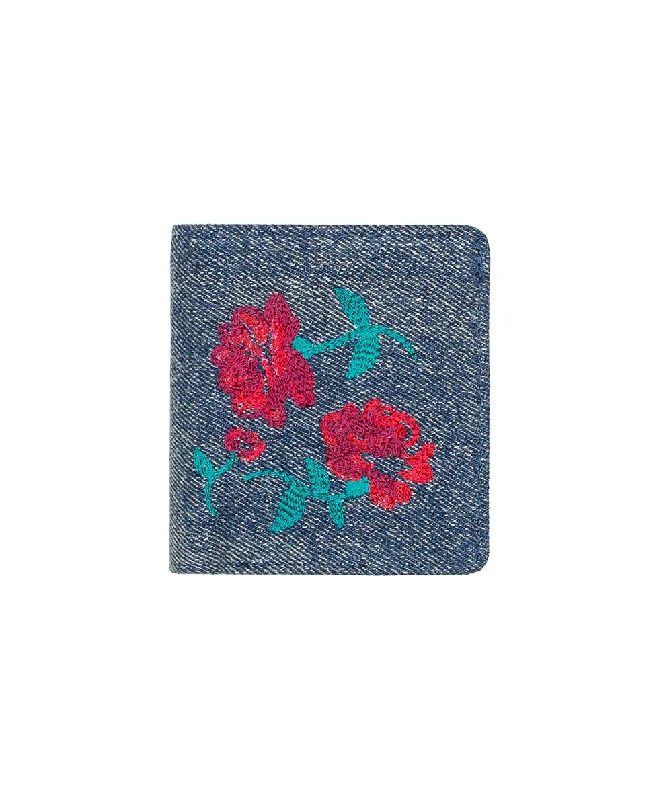 Eliza Wallet - Denim Western Rose