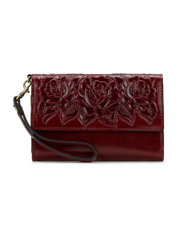 Marsiliana Mirror Wristlet - Vintage Vegetable Tanned Rose Tooled