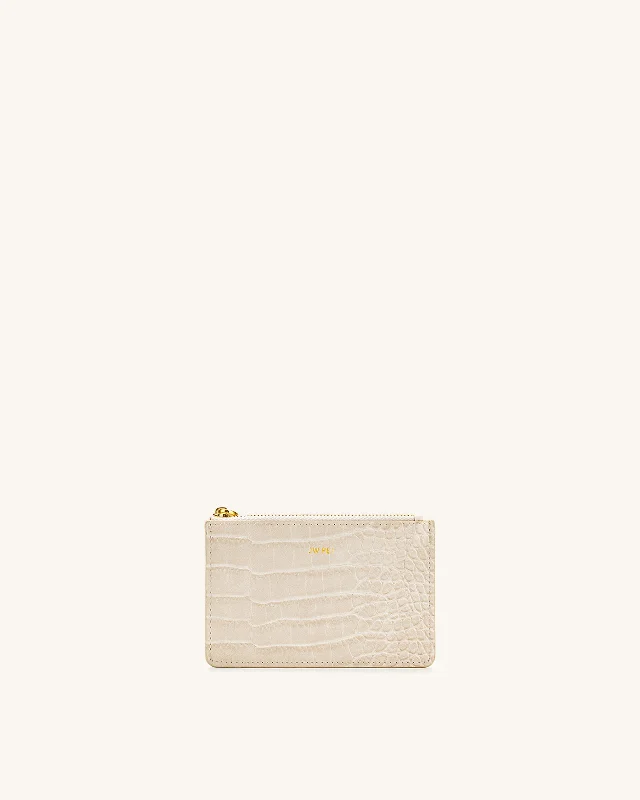 Quinn Zipped Card Holder - Ivory Croc