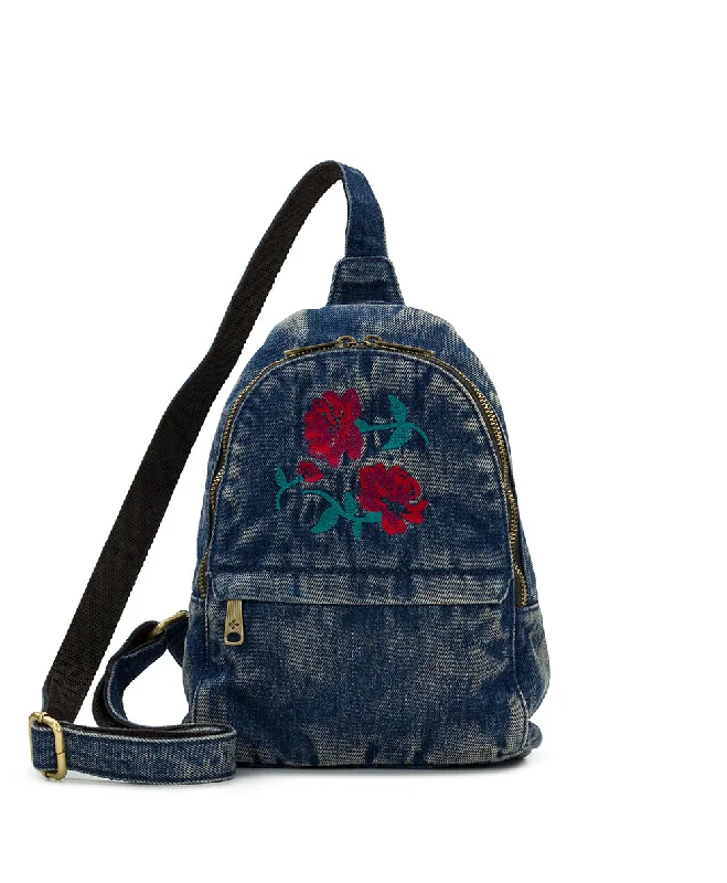 Ennis Sling Crossbody - Denim Western Rose