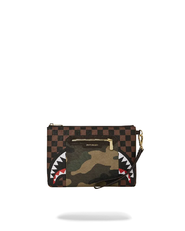 EXTERIOR GOLD ZIP POCKET SHARKS IN PARIS CROSSOVER CLUTCH