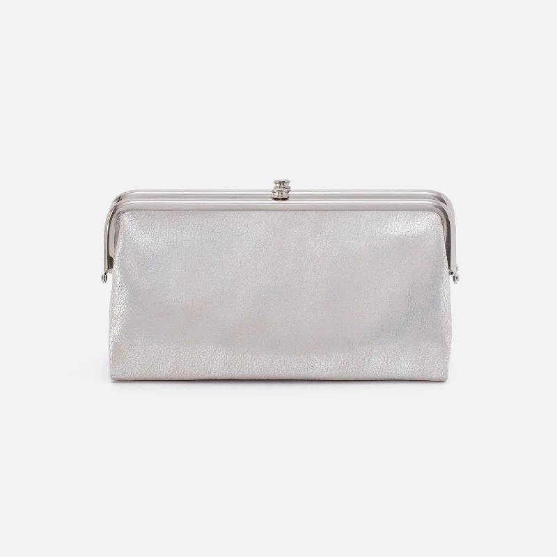 Lauren Clutch-Wallet In Metallic Leather - Silver