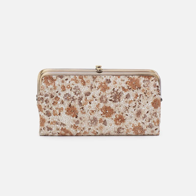 Lauren Clutch-Wallet In Printed Leather - Sepia Bloom