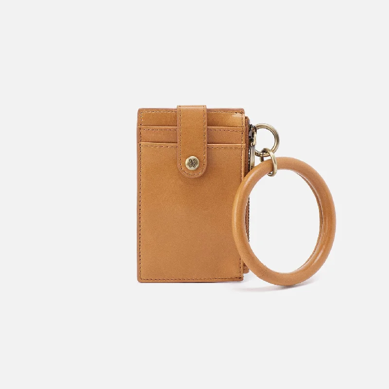 Ring Credit Card Wristlet in Polished Leather - Natural