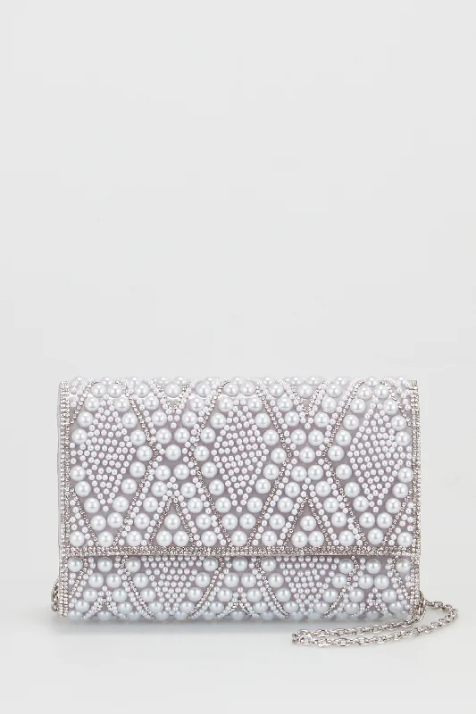 Diamante & Pearl Clutch Bag