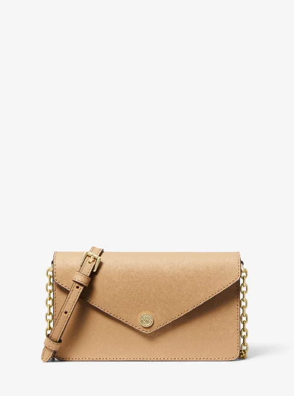 Small Saffiano Leather Envelope Crossbody Bag