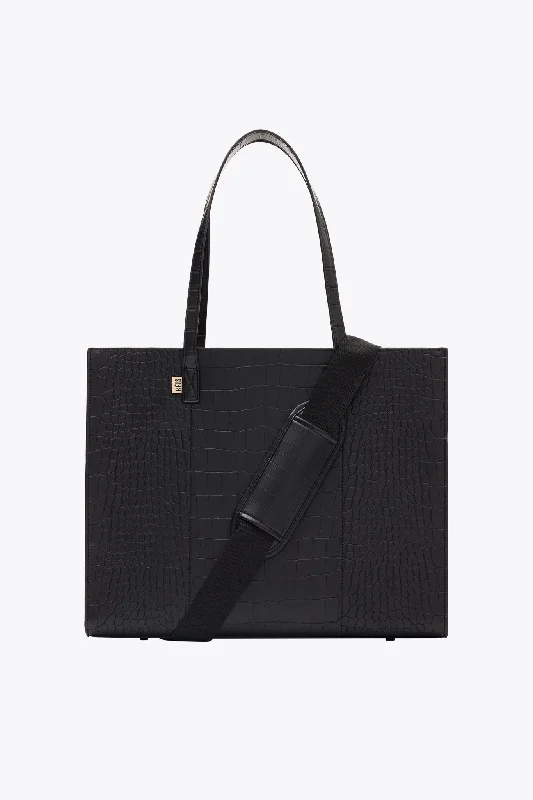 The Large Work Tote in Black Croc