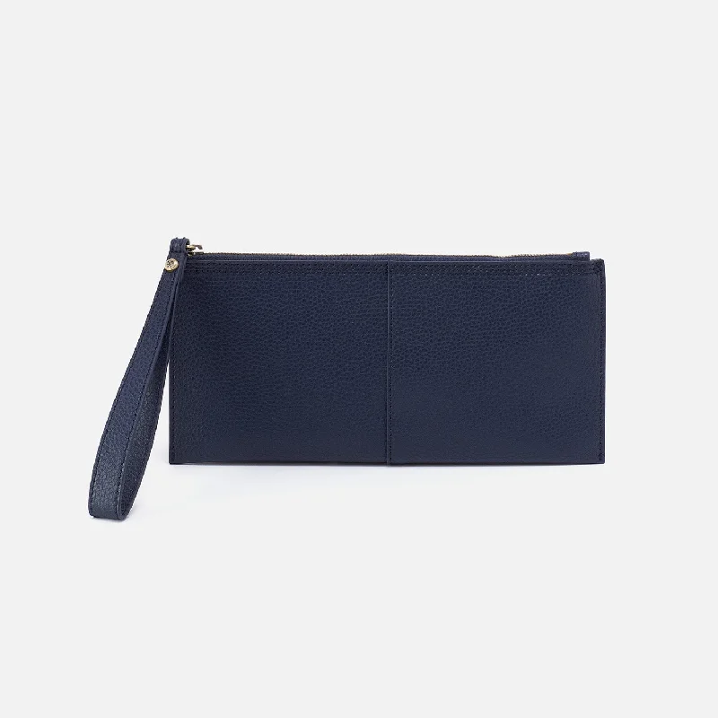 Vida Large Pouch in Micro Pebbled Leather - Mood Indigo