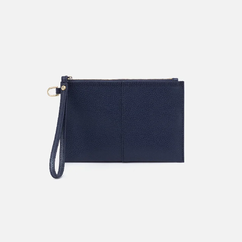 Vida Small Pouch In Micro Pebbled Leather - Mood Indigo