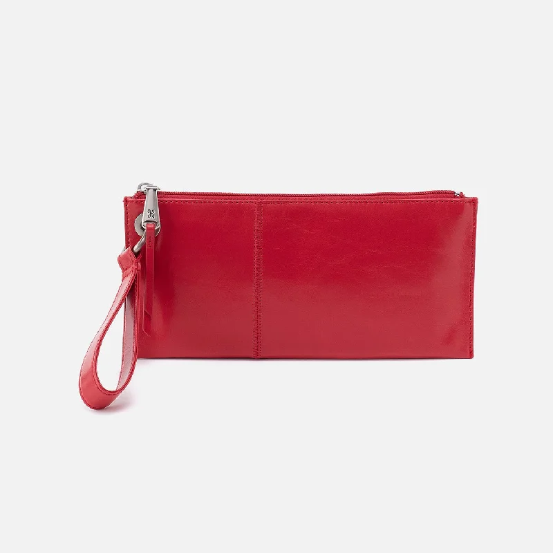 Vida Wristlet In Polished Leather - Hibiscus