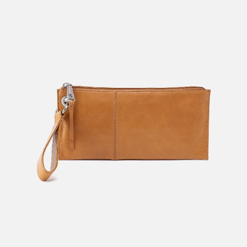 Vida Wristlet In Polished Leather - Natural